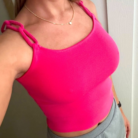House of Harlow 1960 Tops - NWT House of Harlow Pink Cropped top Blouse Shirt Knitted with Straps